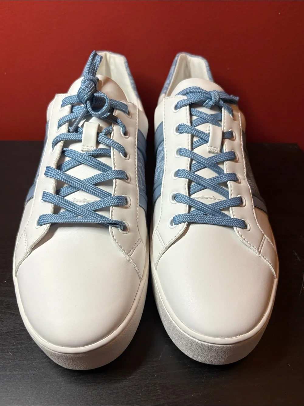 Michael Kors White Sneakers with Light Blue Laces